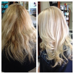 Olaplex behandeling blond voor en na